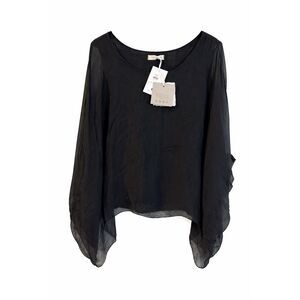 NWT Cobblestone Living Italy Black Silk Top Blouse One Size OS New